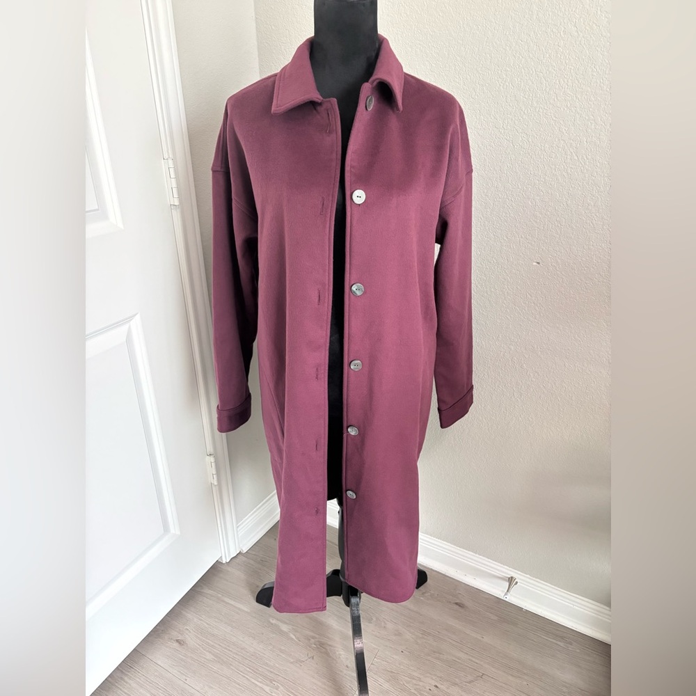 J.‎ Jill Pure Jill Bayberry fleece long coat in a burgundy color NWT Size M